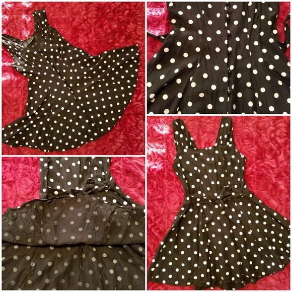(SOLD)CITY TRIANGLES BLACK & WHITE POLKA DOT DRESS - Picture 8 of 8